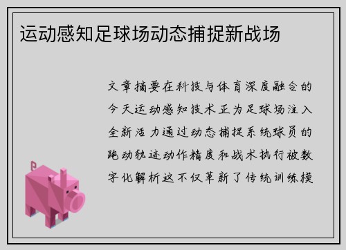运动感知足球场动态捕捉新战场